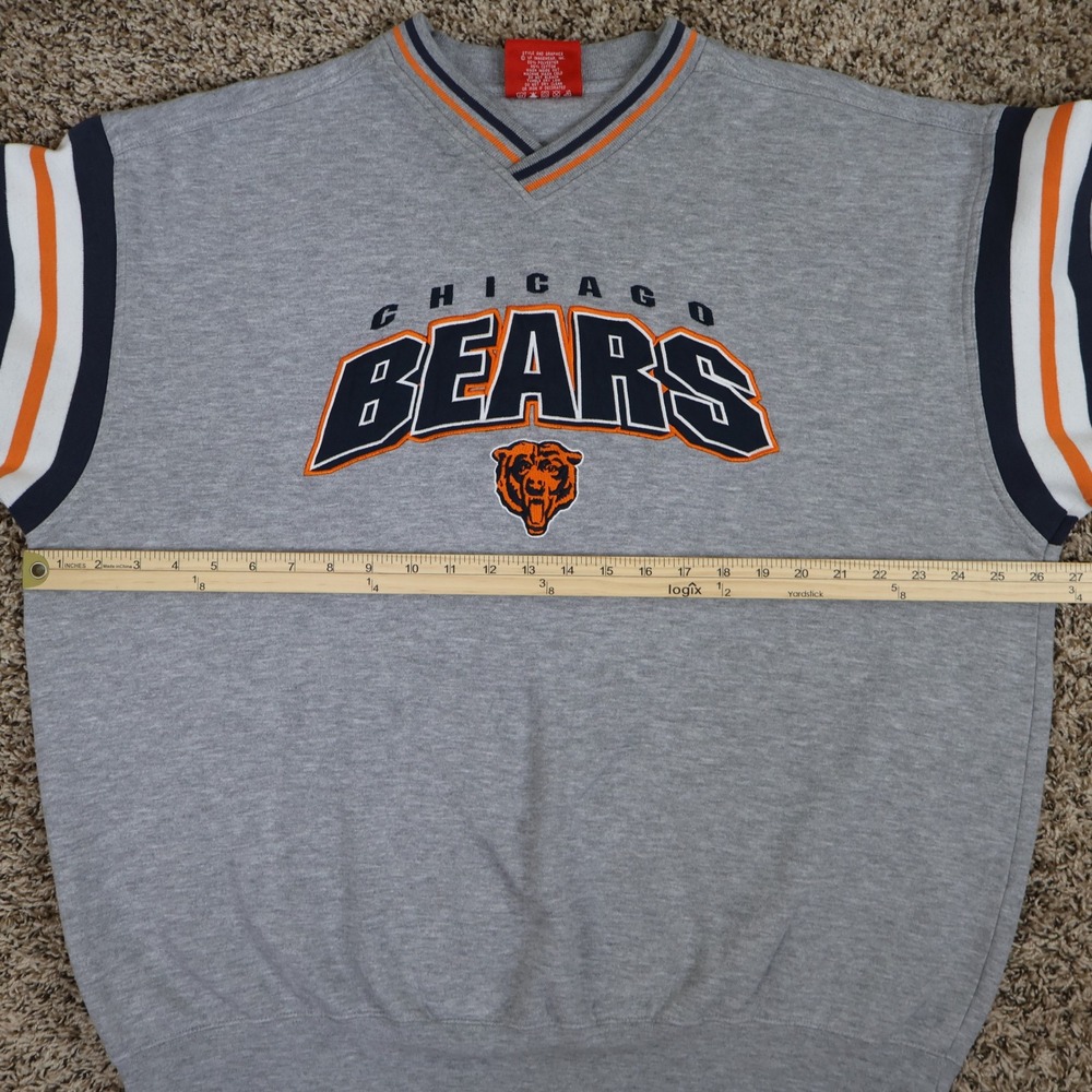 Y2K NFL Chicago Bears Sweatshirt XL Embroidered Grey Cotton Blend - Picture 9 of 12